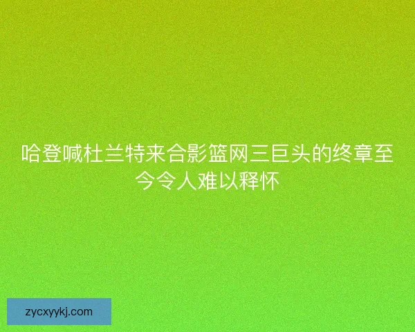 哈登喊杜兰特来合影篮网三巨头的终章至今令人难以释怀